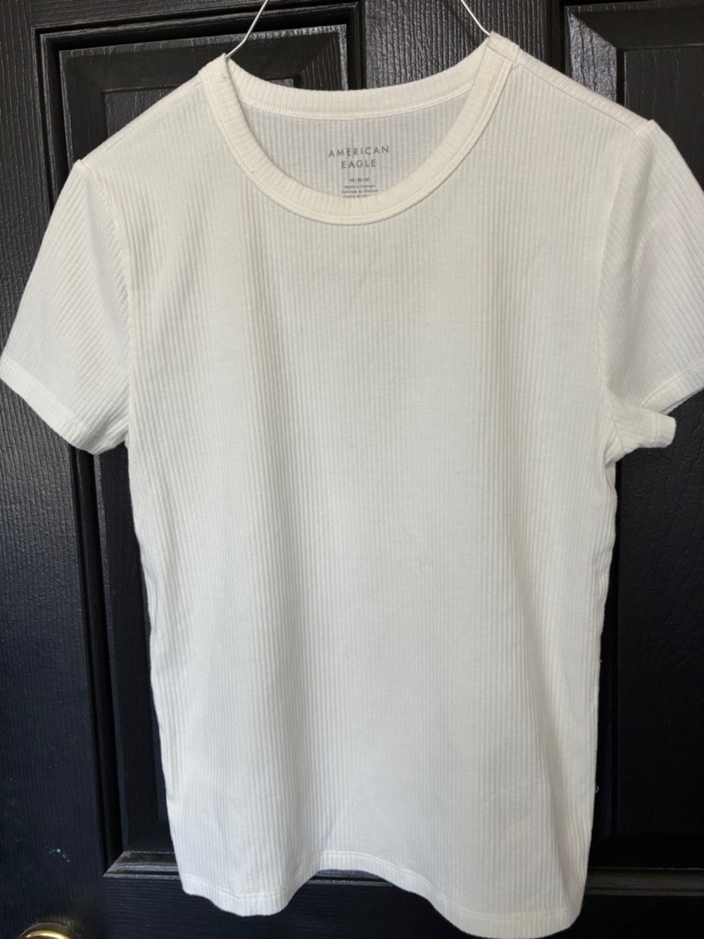 American Eagle Ribbed Short Sleeve Tee in White